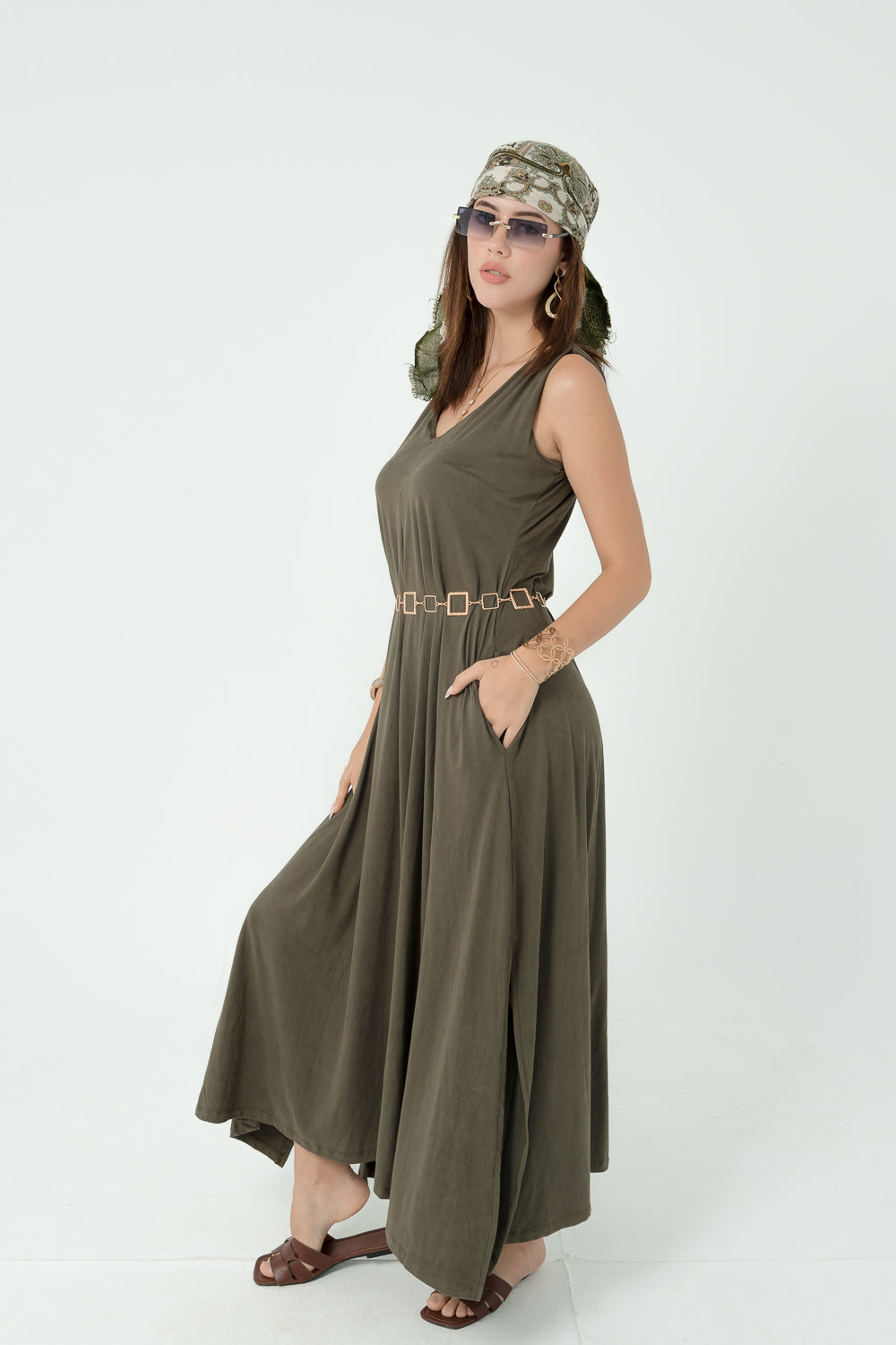 Flowy Earthy Olive Dress