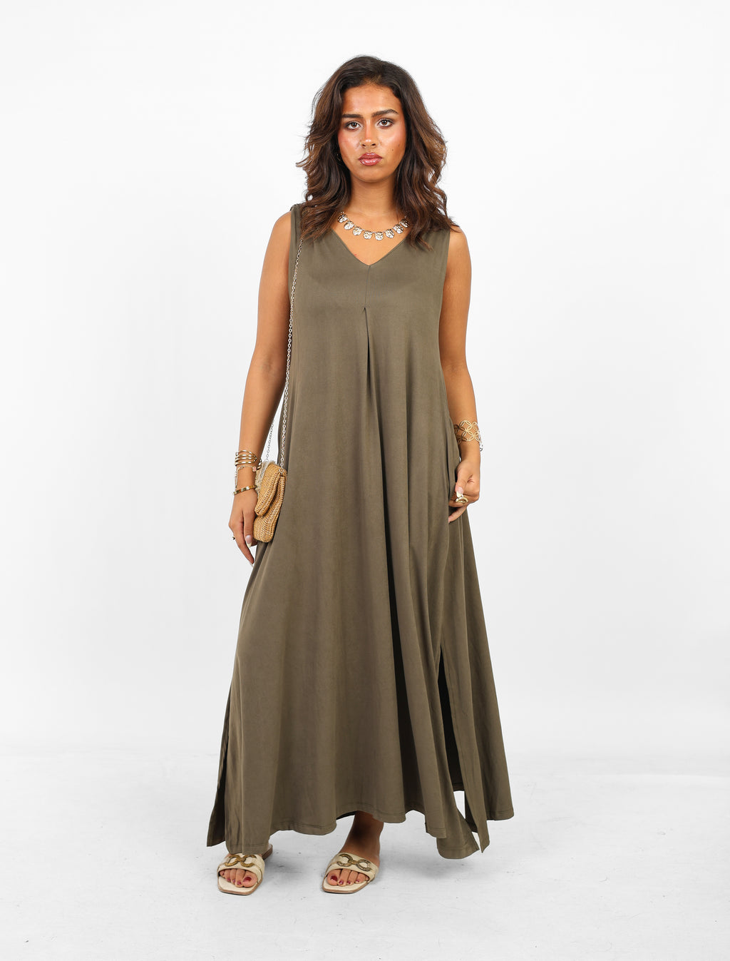 Flowy Earthy Olive Dress