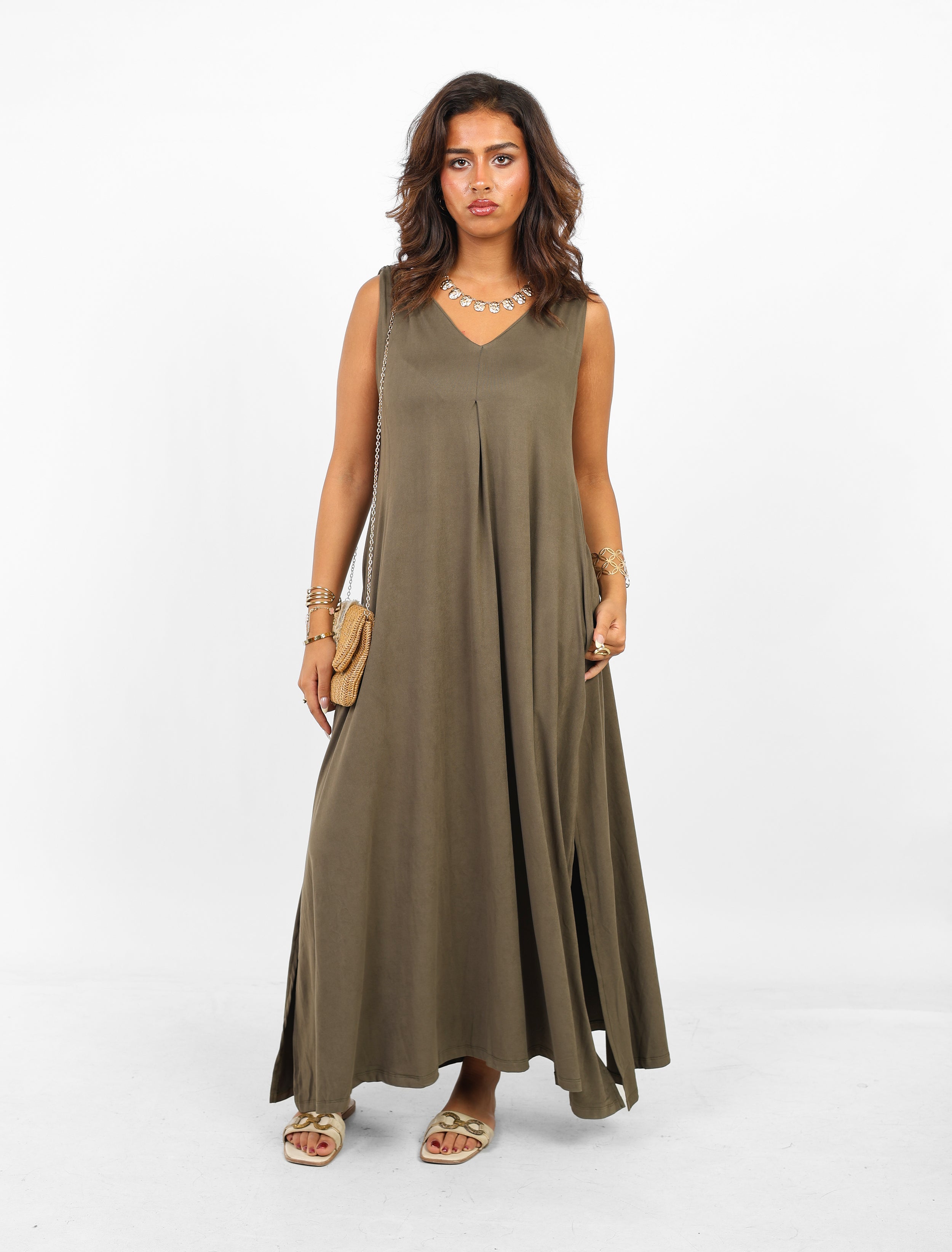 Flowy Earthy Olive Dress