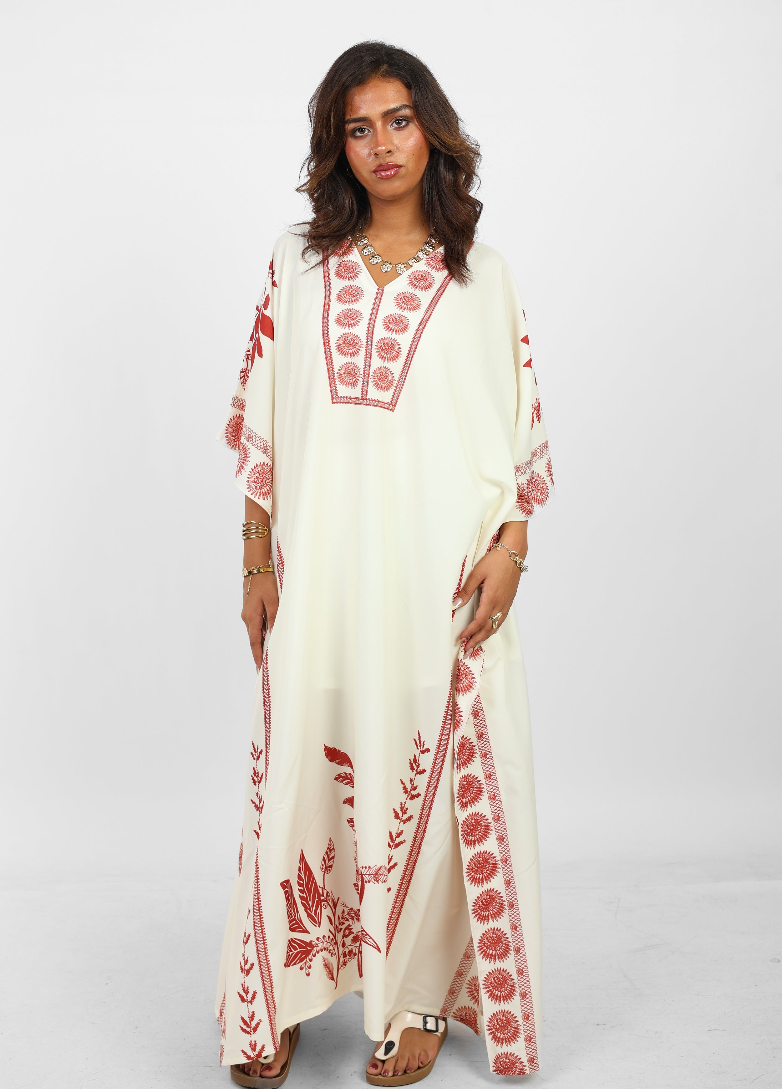 Ivory & Red Heritage Kaftan
