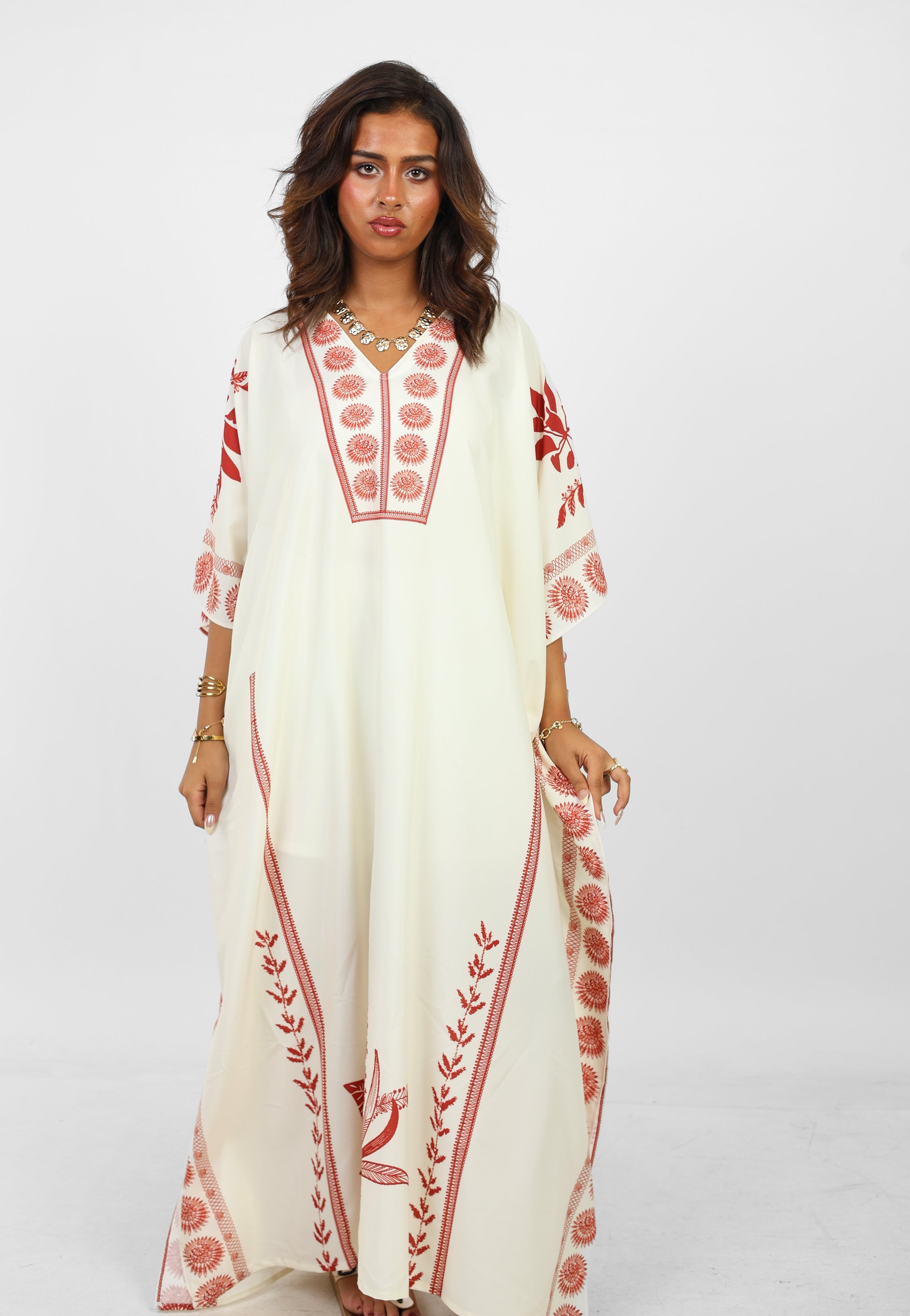 Ivory & Red Heritage Kaftan