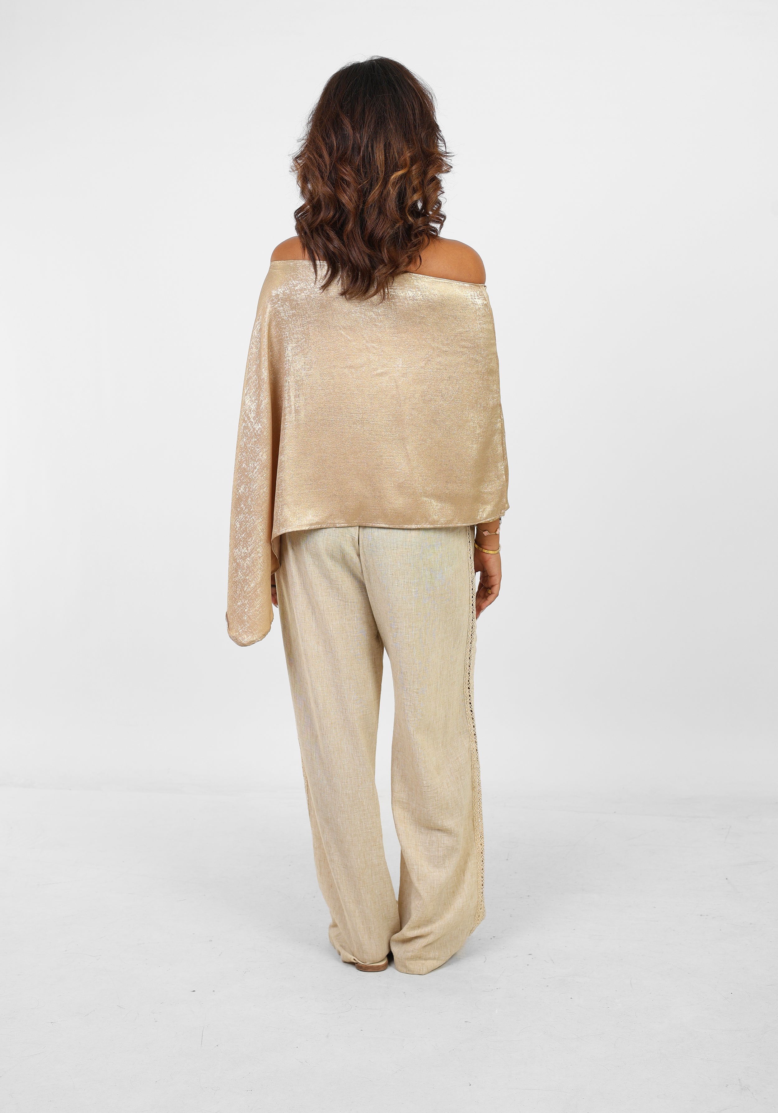 Shimmer Gold Off Shoulder Shawl