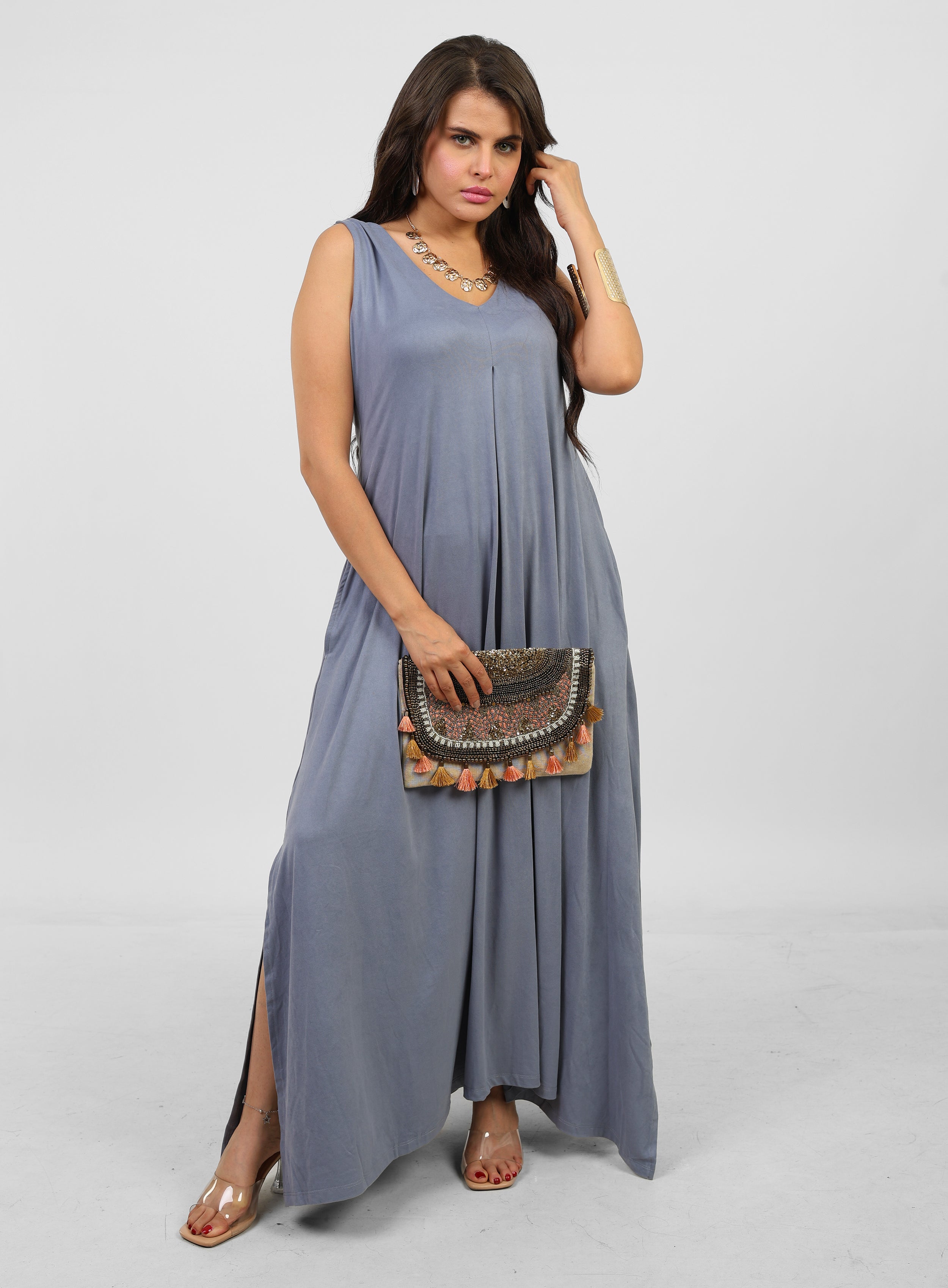 Flowy Dusty Blue Dress