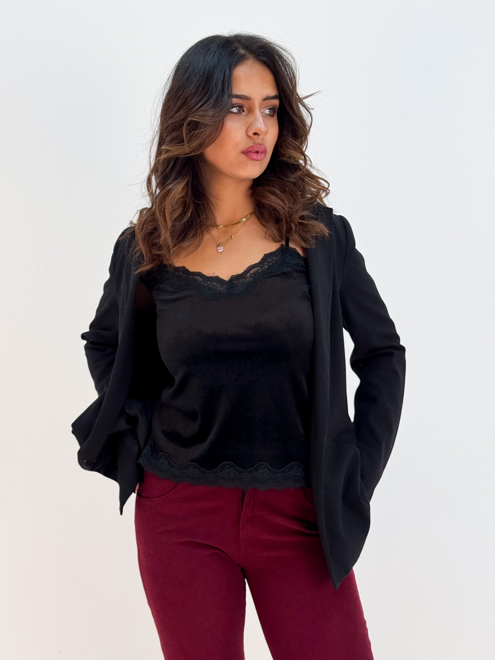 Bruttle Black Velvet Top