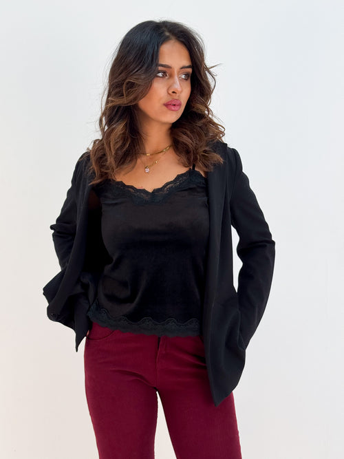 Bruttle Black Velvet Top