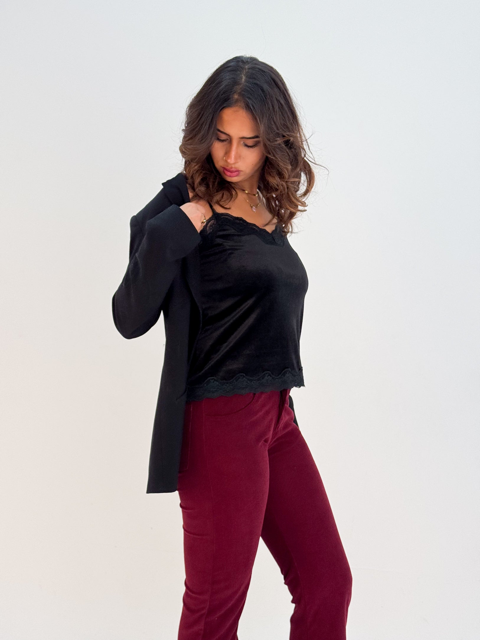Bruttle Black Velvet Top