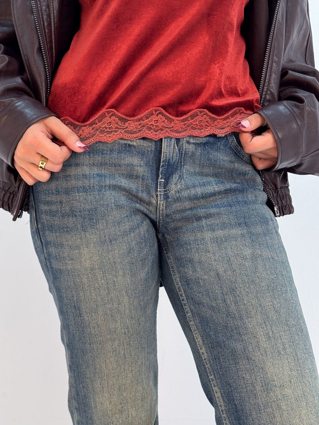 Bruttle Copper Brown Velvet Top