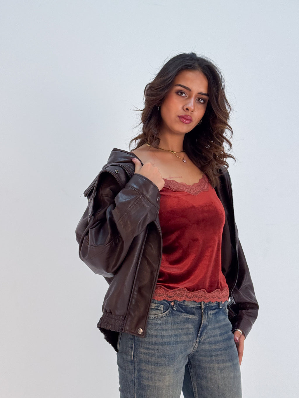 Bruttle Copper Brown Velvet Top