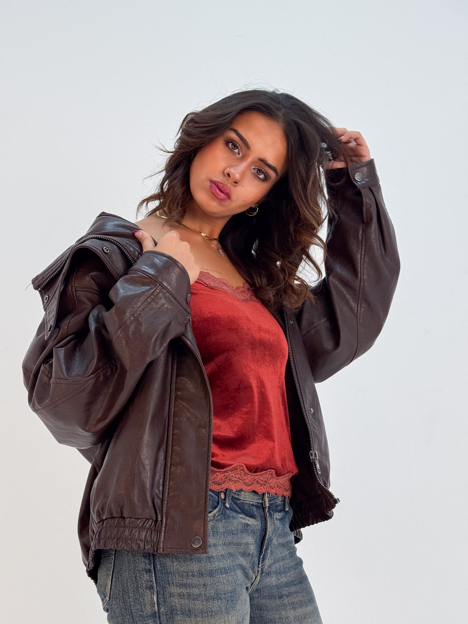 Bruttle Copper Brown Velvet Top