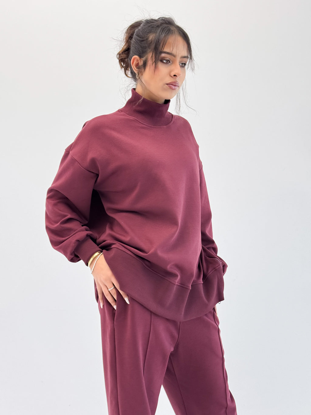 Classic Fleece Burgundy– Lounge Set