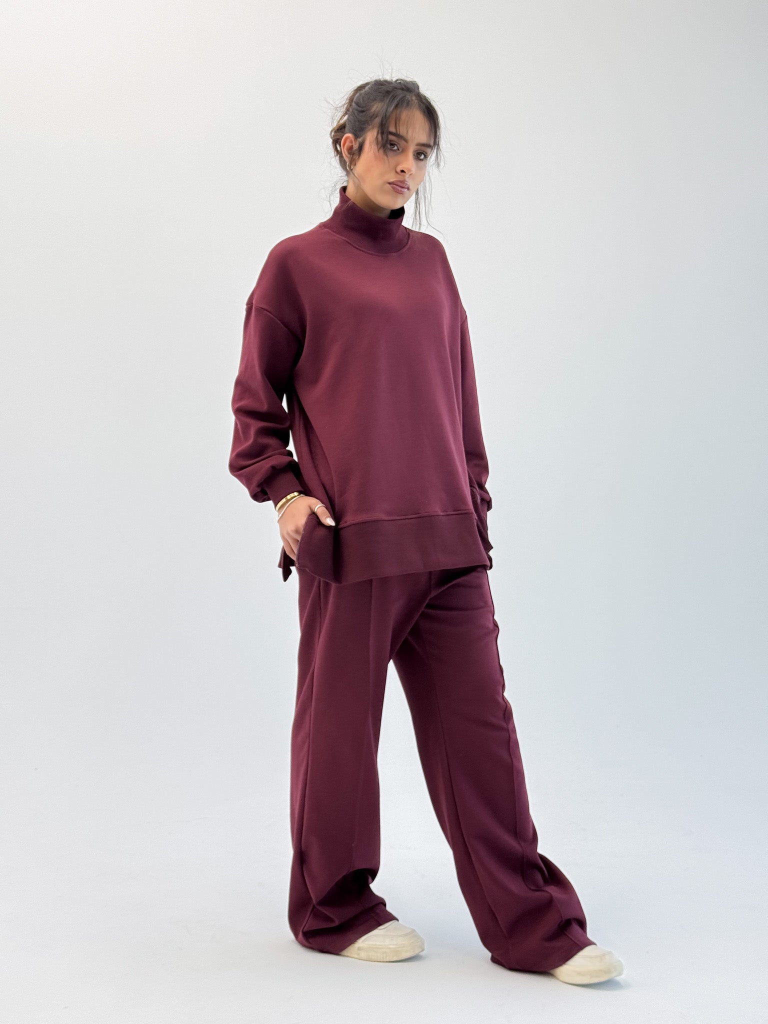 Classic Fleece Burgundy– Lounge Set
