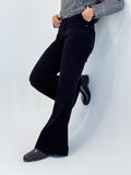 Soft Black Flared Velvet - Pants