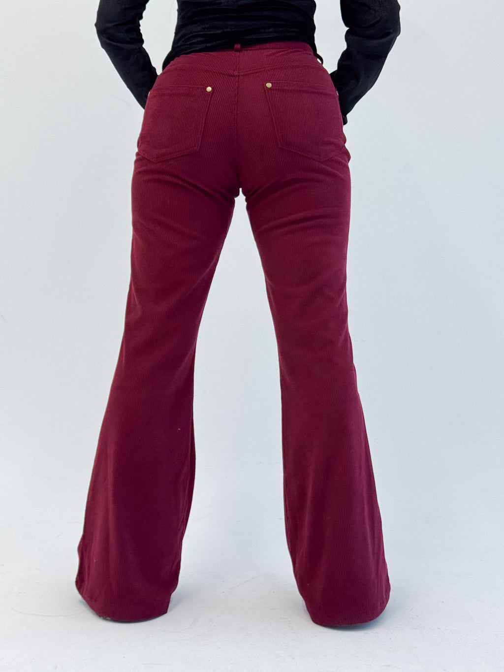 Soft Burgundy Flared Velvet - Pants