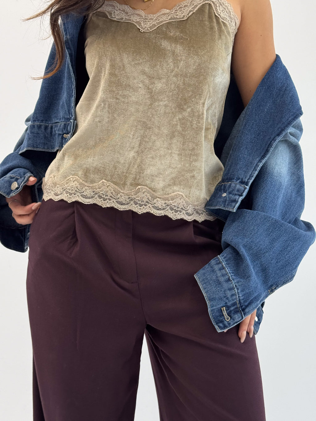 Bruttle Champagne Velvet Top