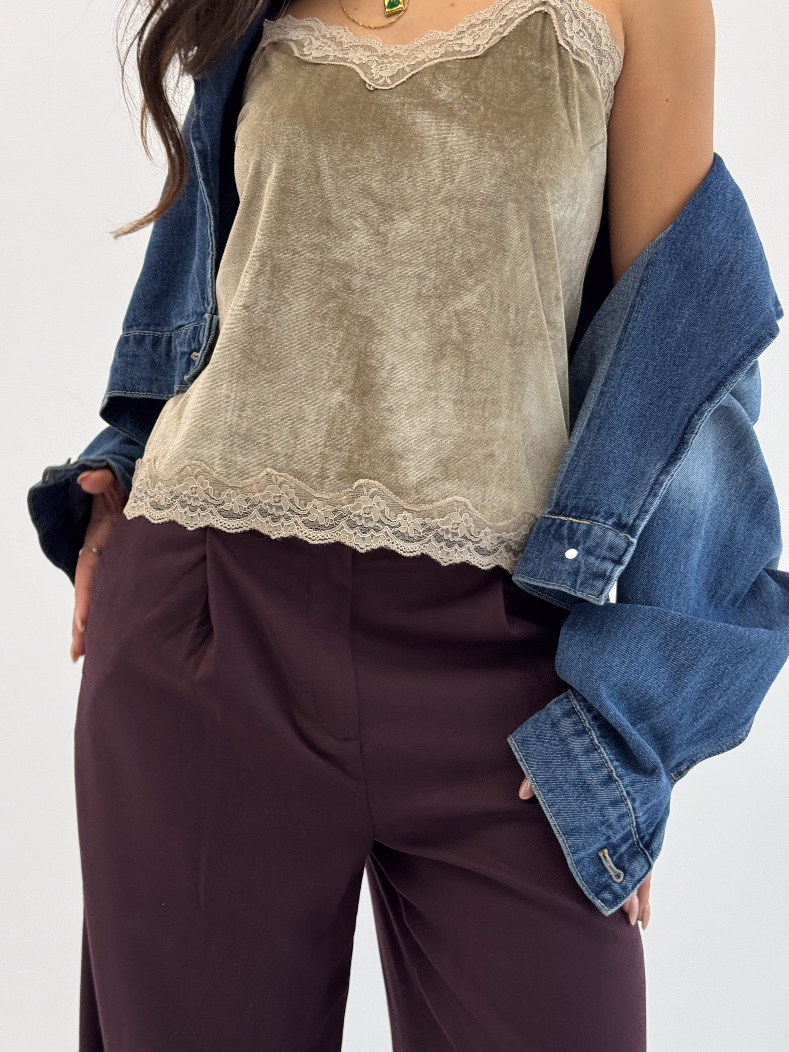 Bruttle Champagne Velvet Top