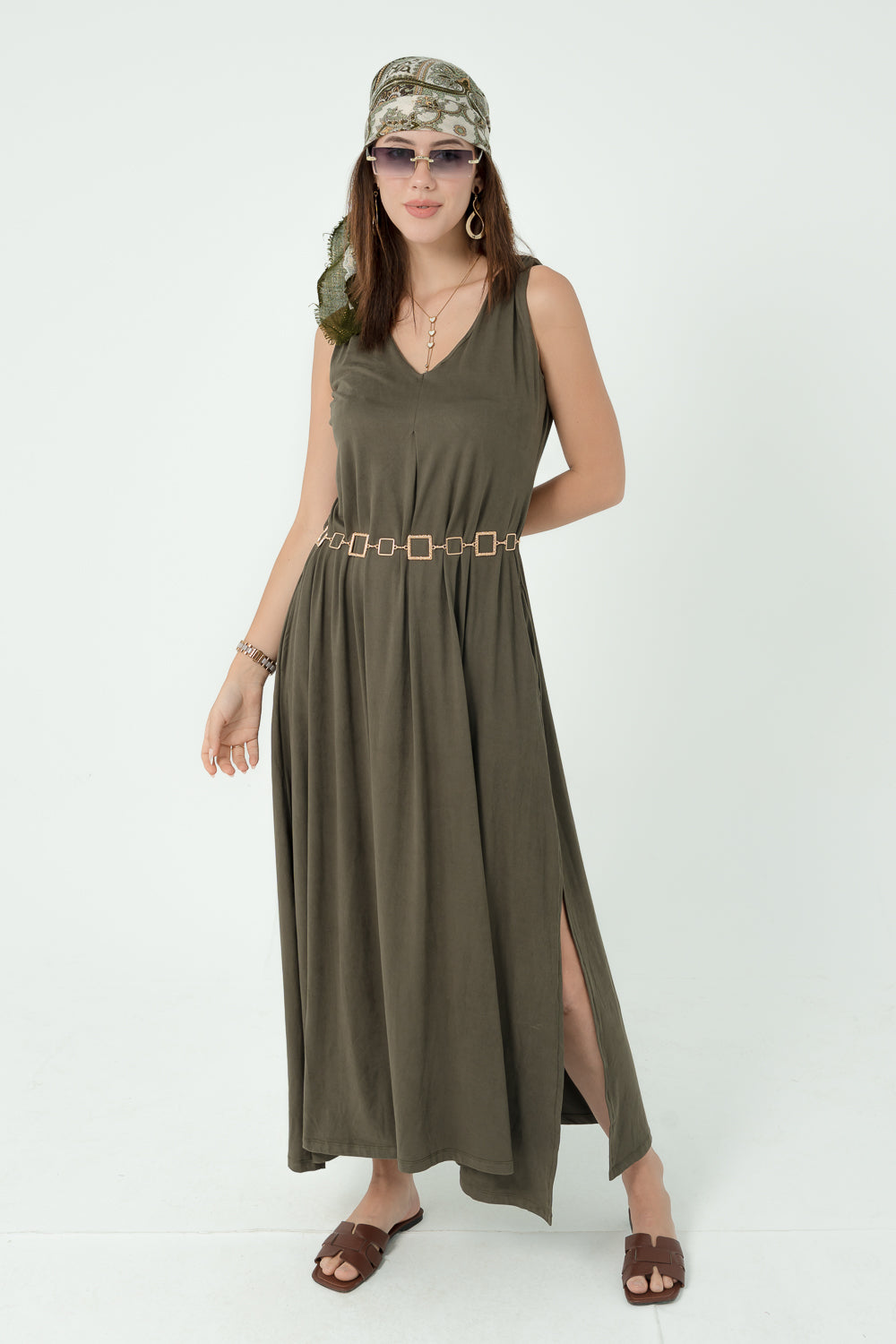 Flowy Earthy Olive Dress