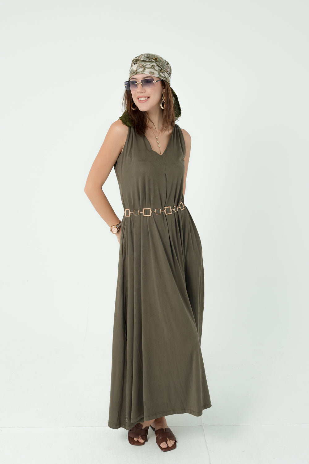 Flowy Earthy Olive Dress