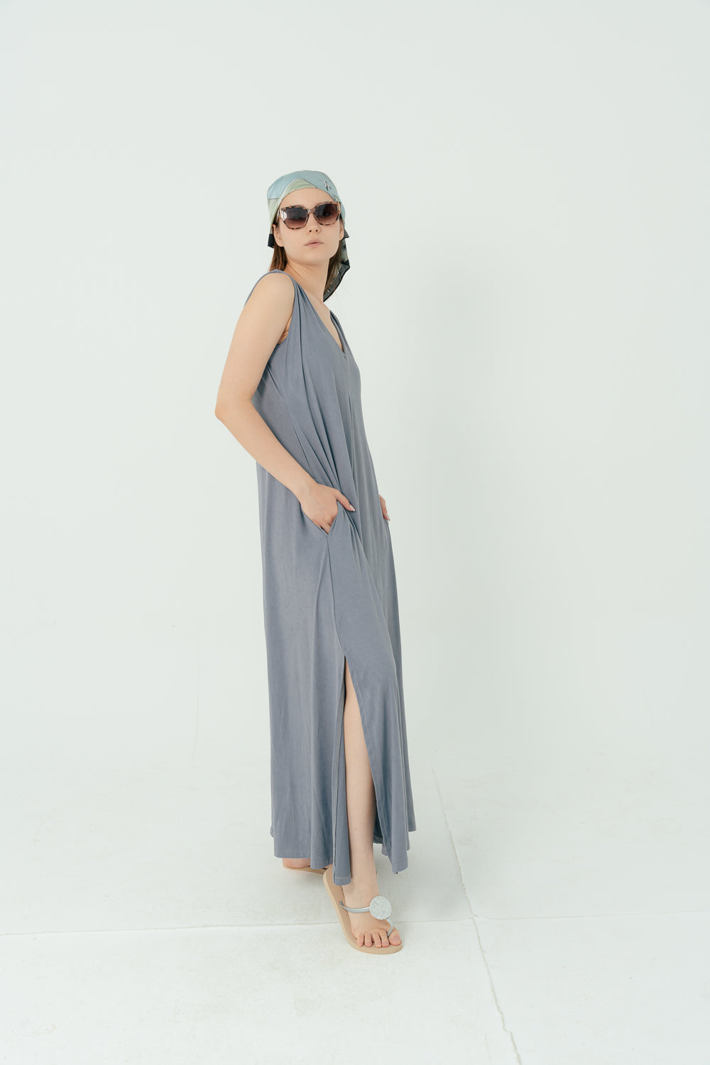 Flowy Dusty Blue Dress