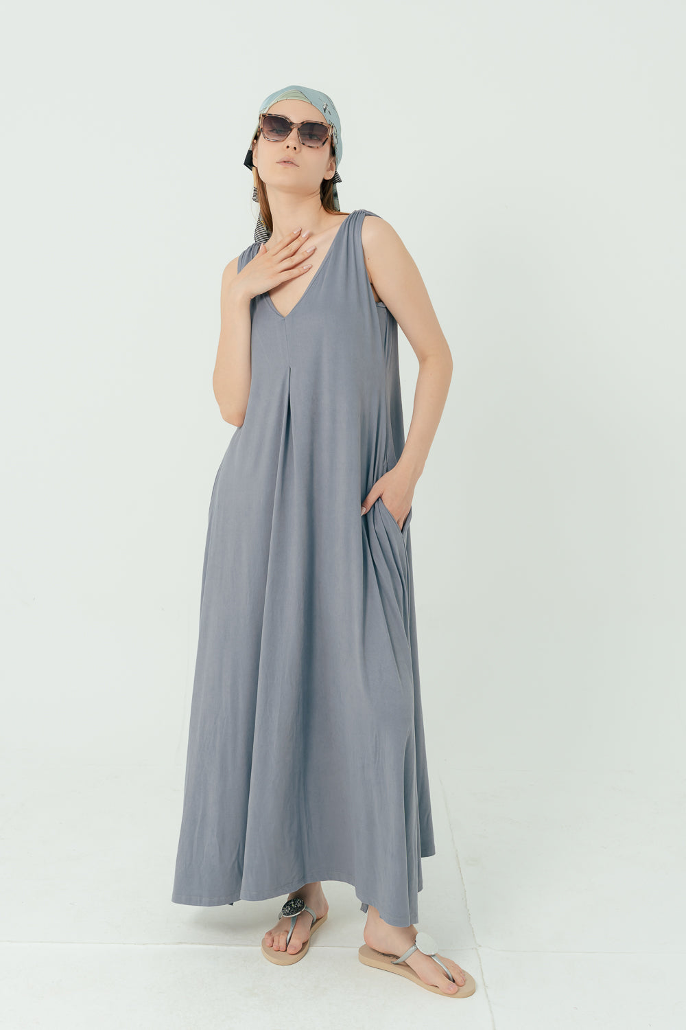 Flowy Dusty Blue Dress