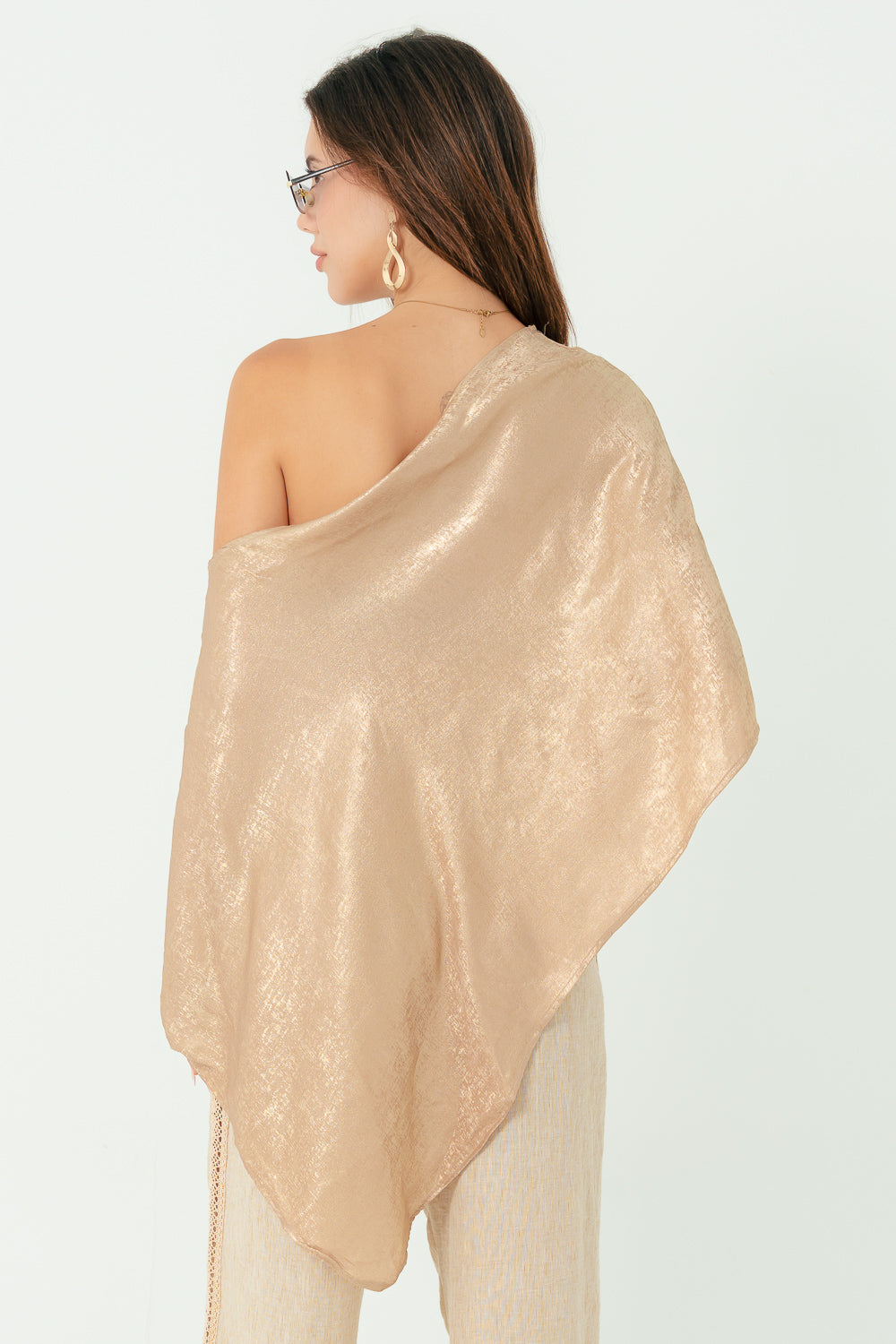 Shimmer Gold Off Shoulder Shawl