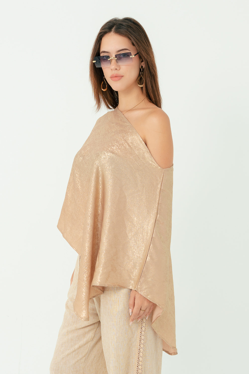 Shimmer Gold Off Shoulder Shawl