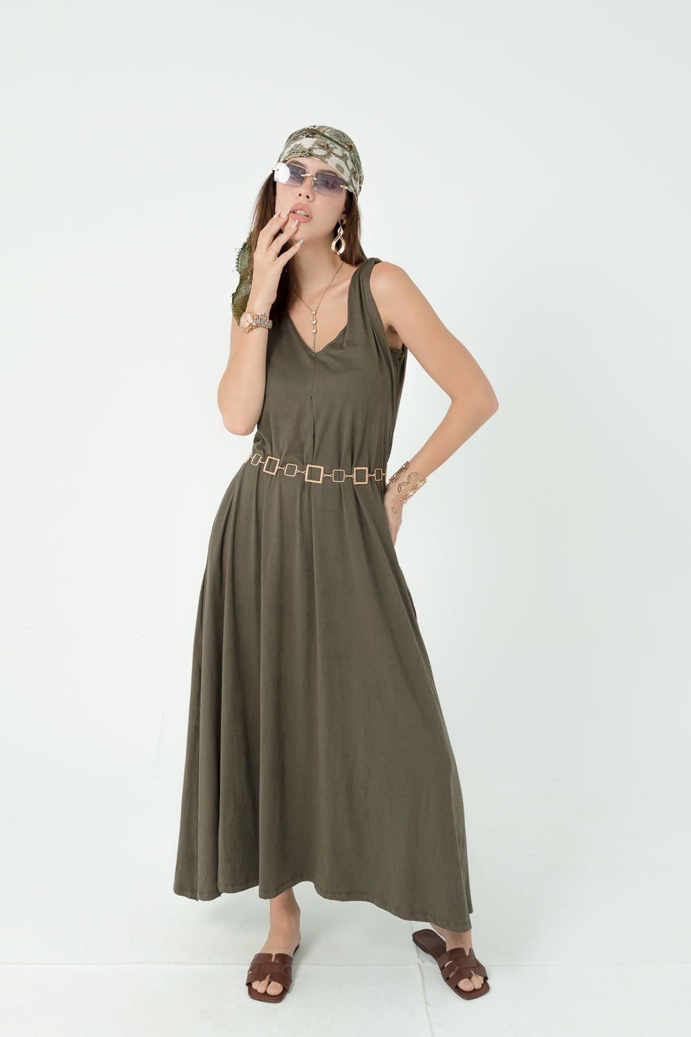 Flowy Earthy Olive Dress