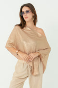 Shimmer Gold Off Shoulder Shawl