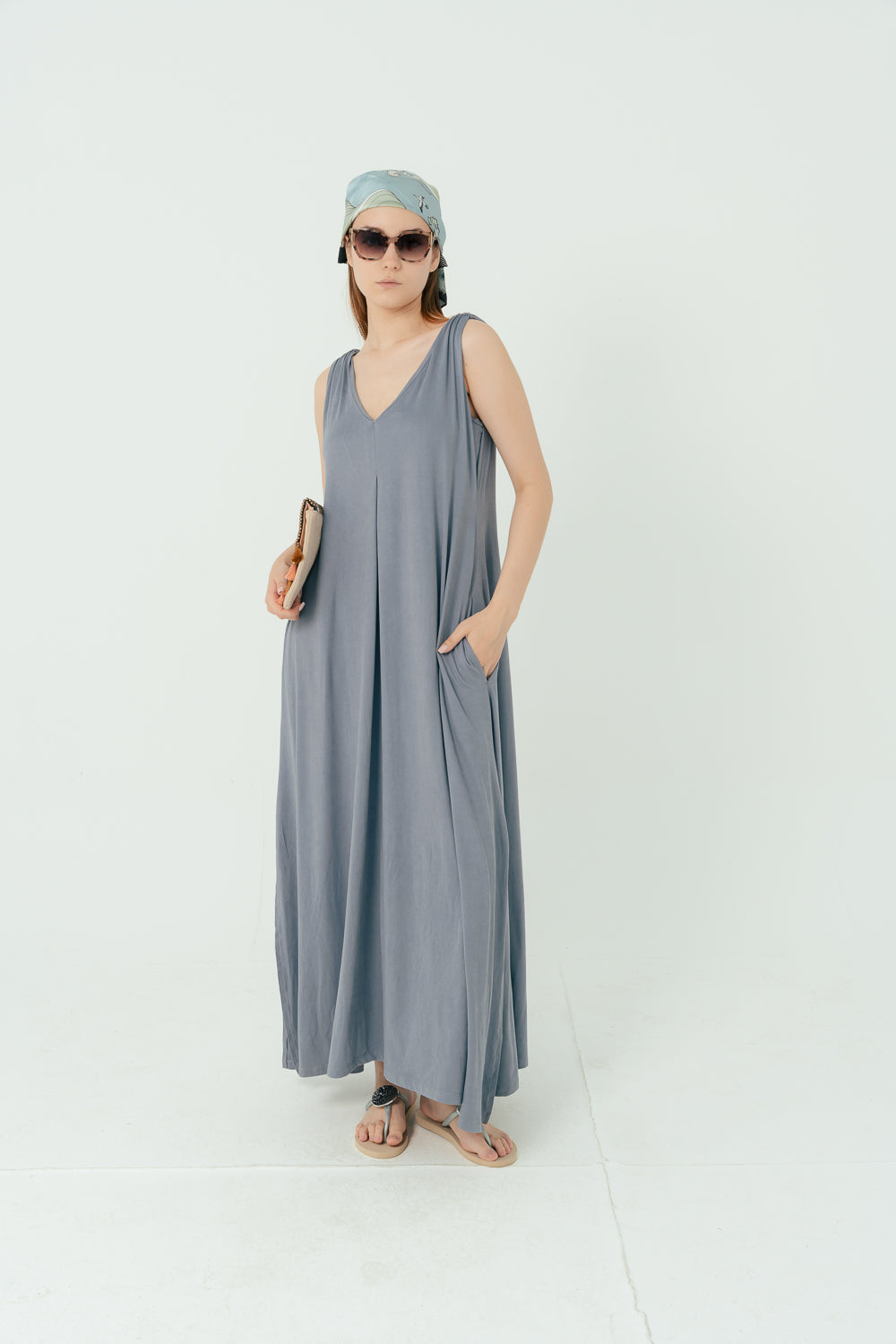 Flowy Dusty Blue Dress
