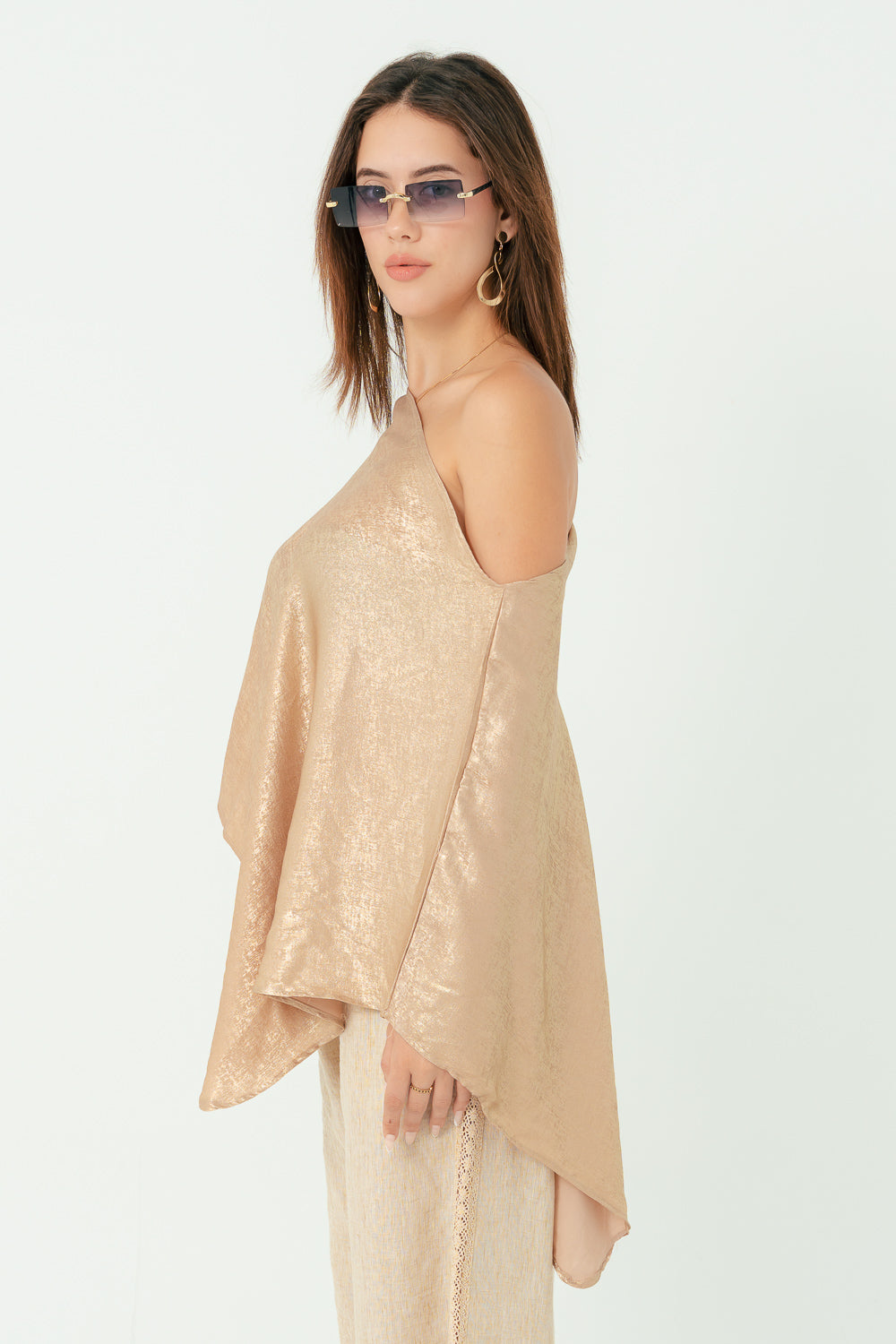 Shimmer Gold Off Shoulder Shawl